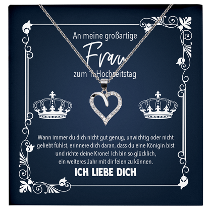 22Feels® Ehefrau Geschenk zum Hochzeitstag, Valentinstag, Geburtstag etc. - Echt Silber 925/000 Schmuckset: Herz Halskette mit Botschaftskarte-Schmuck mit Botschaftskarte - Herz21-22Feels