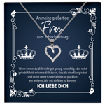 22Feels® Ehefrau Geschenk zum Hochzeitstag, Valentinstag, Geburtstag etc. - Echt Silber 925/000 Schmuckset: Herz Halskette mit Botschaftskarte-Schmuck mit Botschaftskarte - Herz21-22Feels