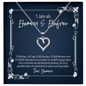 22Feels® Ehefrau Geschenk zum Hochzeitstag, Valentinstag, Geburtstag etc. - Echt Silber 925/000 Schmuckset: Herz Halskette mit Botschaftskarte-Schmuck mit Botschaftskarte - Herz21-22Feels