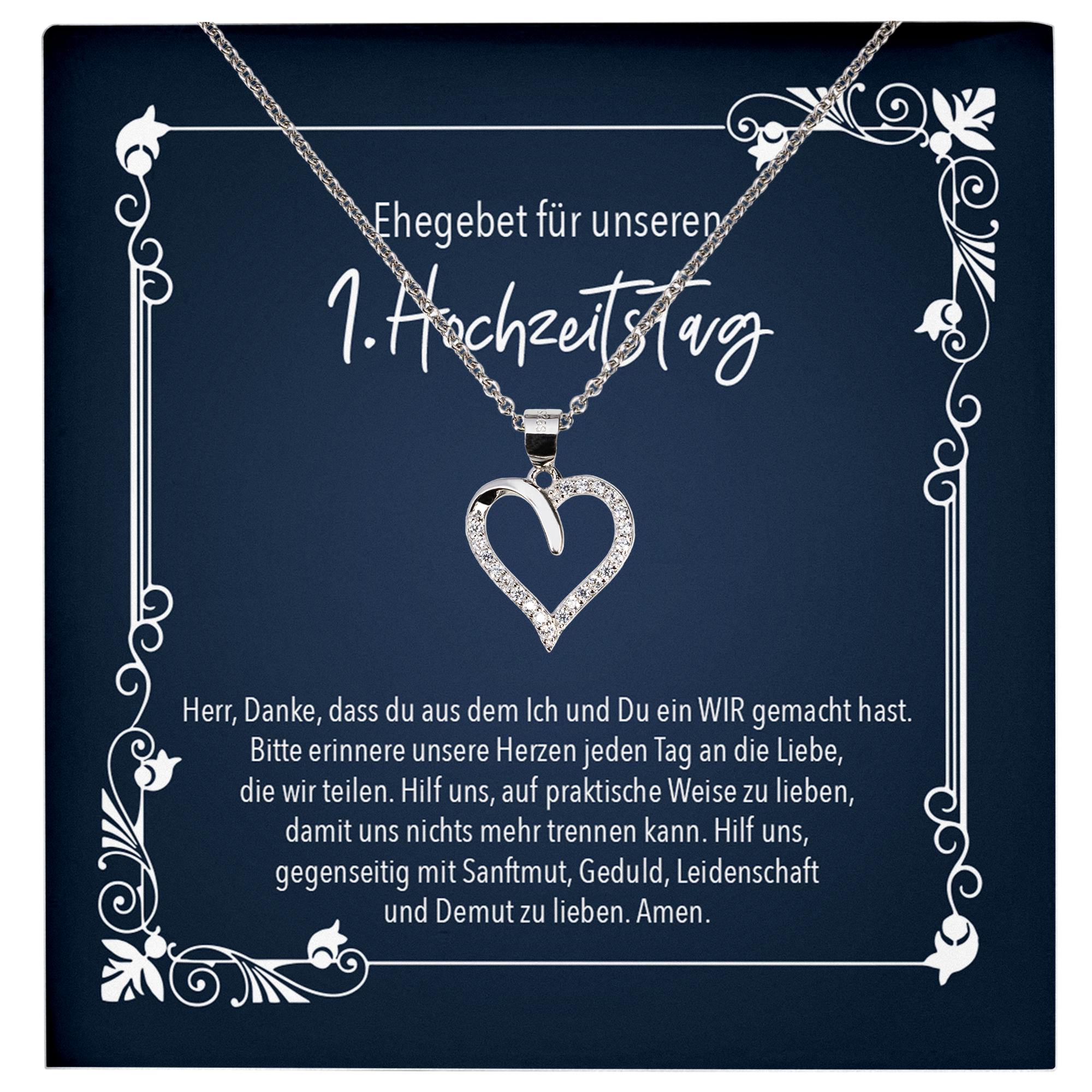 22Feels® Ehefrau Geschenk zum Hochzeitstag, Valentinstag, Geburtstag etc. - Echt Silber 925/000 Schmuckset: Herz Halskette mit Botschaftskarte-Schmuck mit Botschaftskarte - Herz21-22Feels