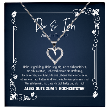 22Feels® Ehefrau Geschenk zum Hochzeitstag, Valentinstag, Geburtstag etc. - Echt Silber 925/000 Schmuckset: Herz Halskette mit Botschaftskarte-Schmuck mit Botschaftskarte - Herz21-22Feels