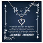 22Feels® Ehefrau Geschenk zum Hochzeitstag, Valentinstag, Geburtstag etc. - Echt Silber 925/000 Schmuckset: Herz Halskette mit Botschaftskarte-Schmuck mit Botschaftskarte - Herz21-22Feels