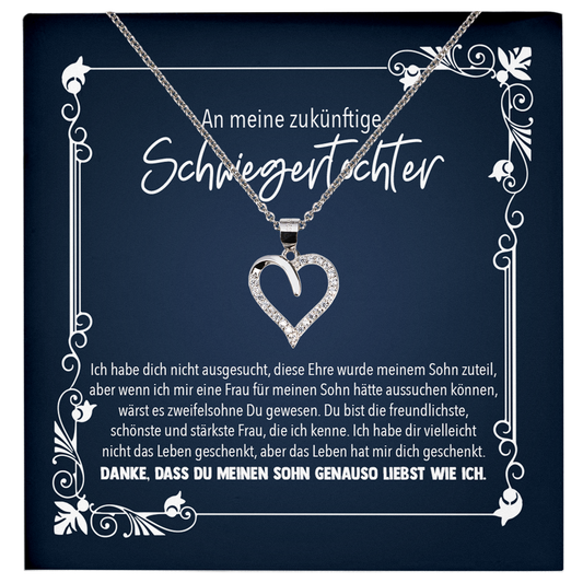 22Feels® Brautgeschenk Zukünftige Schwiegertochter - Echt Silber 925/000 Schmuckset: Herz Halskette mit Botschaftskarte-Schmuck mit Botschaftskarte - Herz21-22Feels