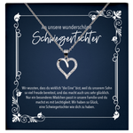 22Feels® An Unsere Schwiegermama Geschenk - Echt Silber 925/000 Schmuckset: Herz Halskette mit Botschaftskarte-Schmuck mit Botschaftskarte - Herz21-22Feels