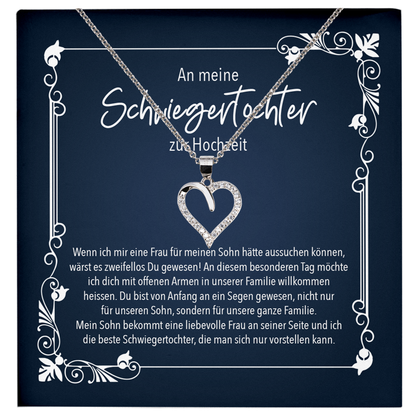 22Feels® Schwiegertochter Geschenk zur Hochzeit - Echt Silber 925/000 Schmuckset: Herz Halskette mit Botschaftskarte-Schmuck mit Botschaftskarte - Herz21-22Feels