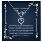 22Feels® Stieftochter Geschenk von der Stiefmama - Echt Silber 925/000 Schmuckset: Herz Halskette mit Botschaftskarte-Schmuck mit Botschaftskarte - Herz21-22Feels