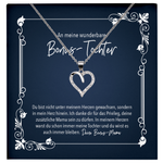 22Feels® Stieftochter Geschenk von der Stiefmama - Echt Silber 925/000 Schmuckset: Herz Halskette mit Botschaftskarte-Schmuck mit Botschaftskarte - Herz21-22Feels