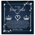 22Feels® Stieftochter Geschenk vom Stiefpapa - Echt Silber 925/000 Schmuckset: Herz Halskette mit Botschaftskarte-Schmuck mit Botschaftskarte - Herz21-22Feels