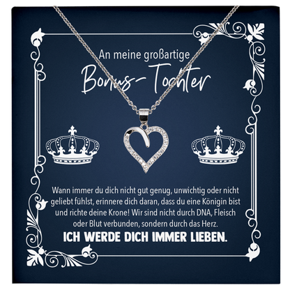 22Feels® Stieftochter Geschenk von der Stiefmama - Echt Silber 925/000 Schmuckset: Herz Halskette mit Botschaftskarte-Schmuck mit Botschaftskarte - Herz21-22Feels