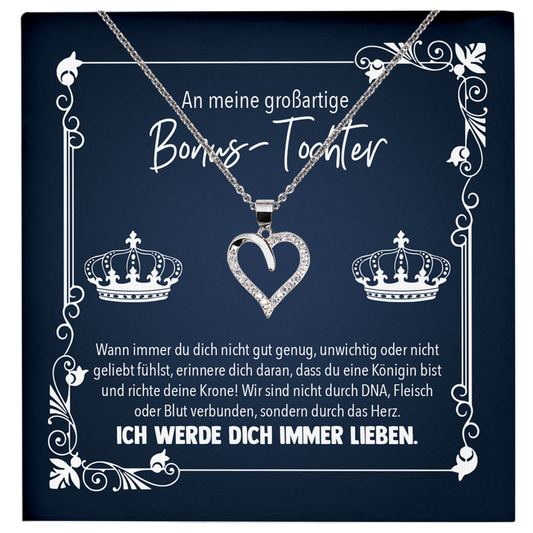 22Feels® Stieftochter Geschenk von der Stiefmama - Echt Silber 925/000 Schmuckset: Herz Halskette mit Botschaftskarte-Schmuck mit Botschaftskarte - Herz21-22Feels