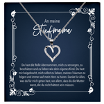22Feels® Schwiegermutter Geschenk - Echt Silber 925/000 Schmuckset: Herz Halskette mit Botschaftskarte-Schmuck mit Botschaftskarte - Herz21-22Feels