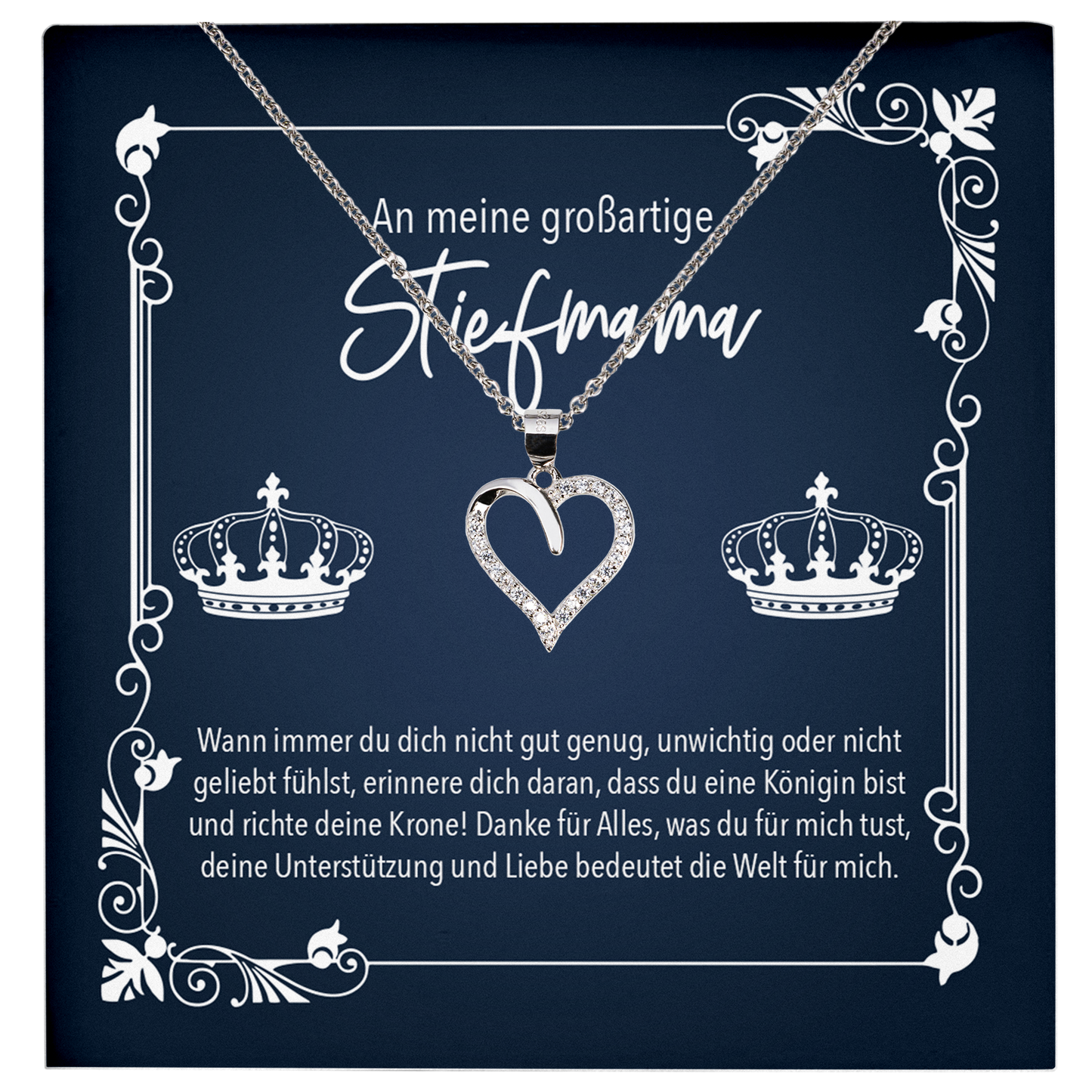 22Feels® Schwiegermutter Geschenk - Echt Silber 925/000 Schmuckset: Herz Halskette mit Botschaftskarte-Schmuck mit Botschaftskarte - Herz21-22Feels
