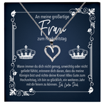 22Feels® Ehefrau Geschenk zum Hochzeitstag, Valentinstag, Geburtstag etc. - Echt Silber 925/000 Schmuckset: Herz Halskette mit Botschaftskarte-Schmuck mit Botschaftskarte - Herz21-22Feels