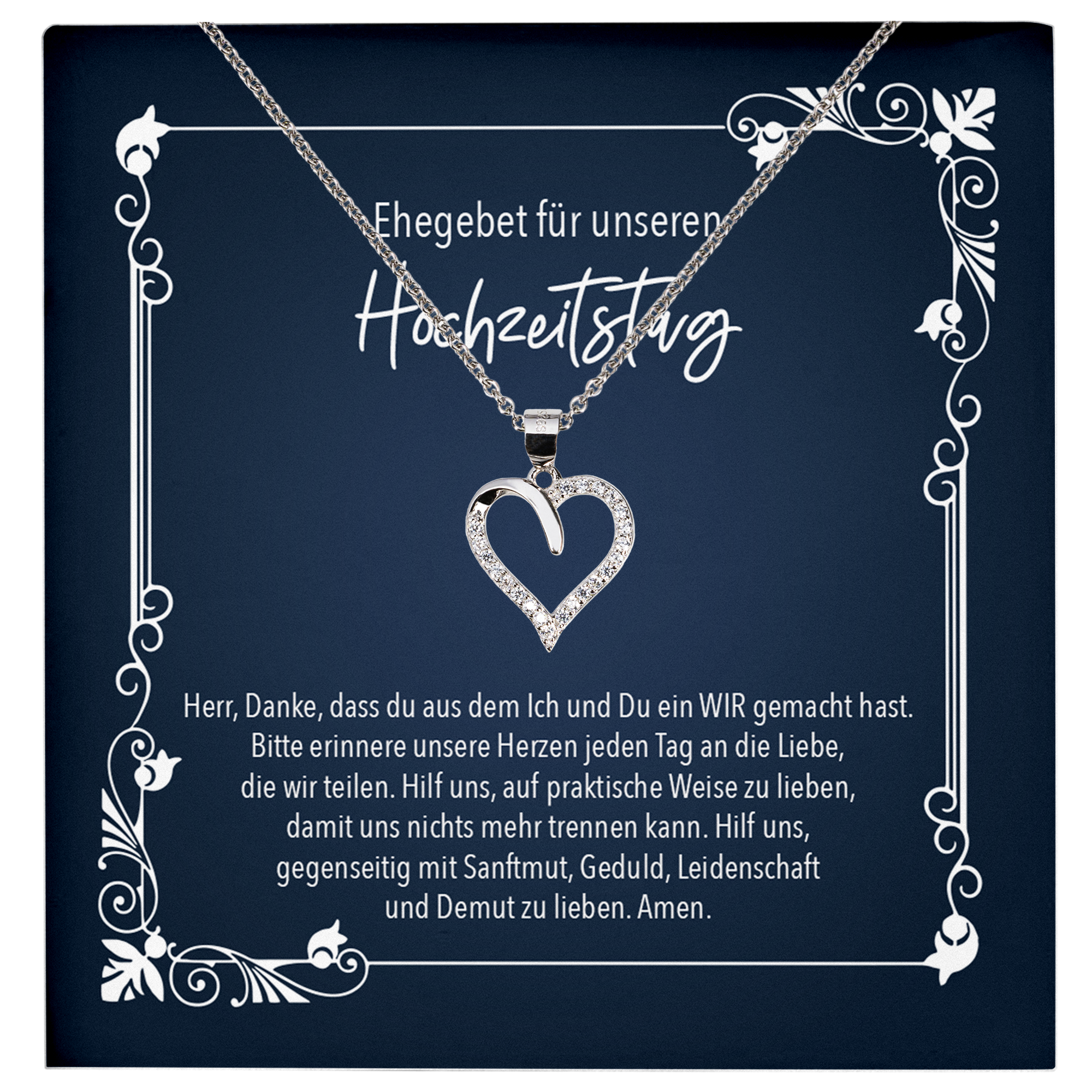 22Feels® Ehefrau Geschenk zum Hochzeitstag, Valentinstag, Geburtstag etc. - Echt Silber 925/000 Schmuckset: Herz Halskette mit Botschaftskarte-Schmuck mit Botschaftskarte - Herz21-22Feels