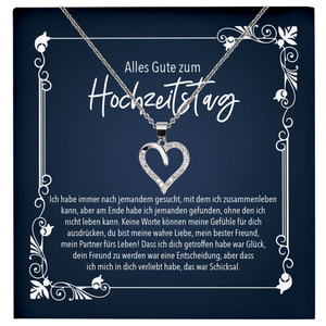 22Feels® Ehefrau Geschenk zum Hochzeitstag, Valentinstag, Geburtstag etc. - Echt Silber 925/000 Schmuckset: Herz Halskette mit Botschaftskarte-Schmuck mit Botschaftskarte - Herz21-22Feels