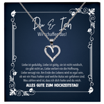 22Feels® Ehefrau Geschenk zum Hochzeitstag, Valentinstag, Geburtstag etc. - Echt Silber 925/000 Schmuckset: Herz Halskette mit Botschaftskarte-Schmuck mit Botschaftskarte - Herz21-22Feels