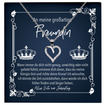 22Feels® Freundin Geschenk zu Jahrestag, Valentinstag und co. - Echt Silber 925/000 Schmuckset: Herz Halskette mit Botschaftskarte-Schmuck mit Botschaftskarte - Herz21-22Feels