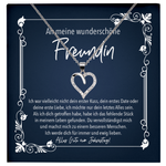 22Feels® Freundin Geschenk zu Jahrestag, Valentinstag und co. - Echt Silber 925/000 Schmuckset: Herz Halskette mit Botschaftskarte-Schmuck mit Botschaftskarte - Herz21-22Feels