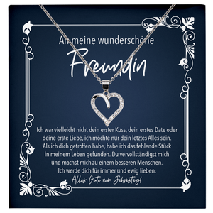 22Feels® Freundin Geschenk zu Jahrestag, Valentinstag und co. - Echt Silber 925/000 Schmuckset: Herz Halskette mit Botschaftskarte-Schmuck mit Botschaftskarte - Herz21-22Feels