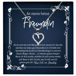 22Feels® Freundin Geschenk zu Jahrestag, Valentinstag und co. - Echt Silber 925/000 Schmuckset: Herz Halskette mit Botschaftskarte-Schmuck mit Botschaftskarte - Herz21-22Feels