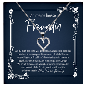 22Feels® Freundin Geschenk zu Jahrestag, Valentinstag und co. - Echt Silber 925/000 Schmuckset: Herz Halskette mit Botschaftskarte-Schmuck mit Botschaftskarte - Herz21-22Feels