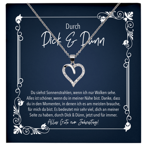 22Feels® Freundin Geschenk zu Jahrestag, Valentinstag und co. - Echt Silber 925/000 Schmuckset: Herz Halskette mit Botschaftskarte-Schmuck mit Botschaftskarte - Herz21-22Feels