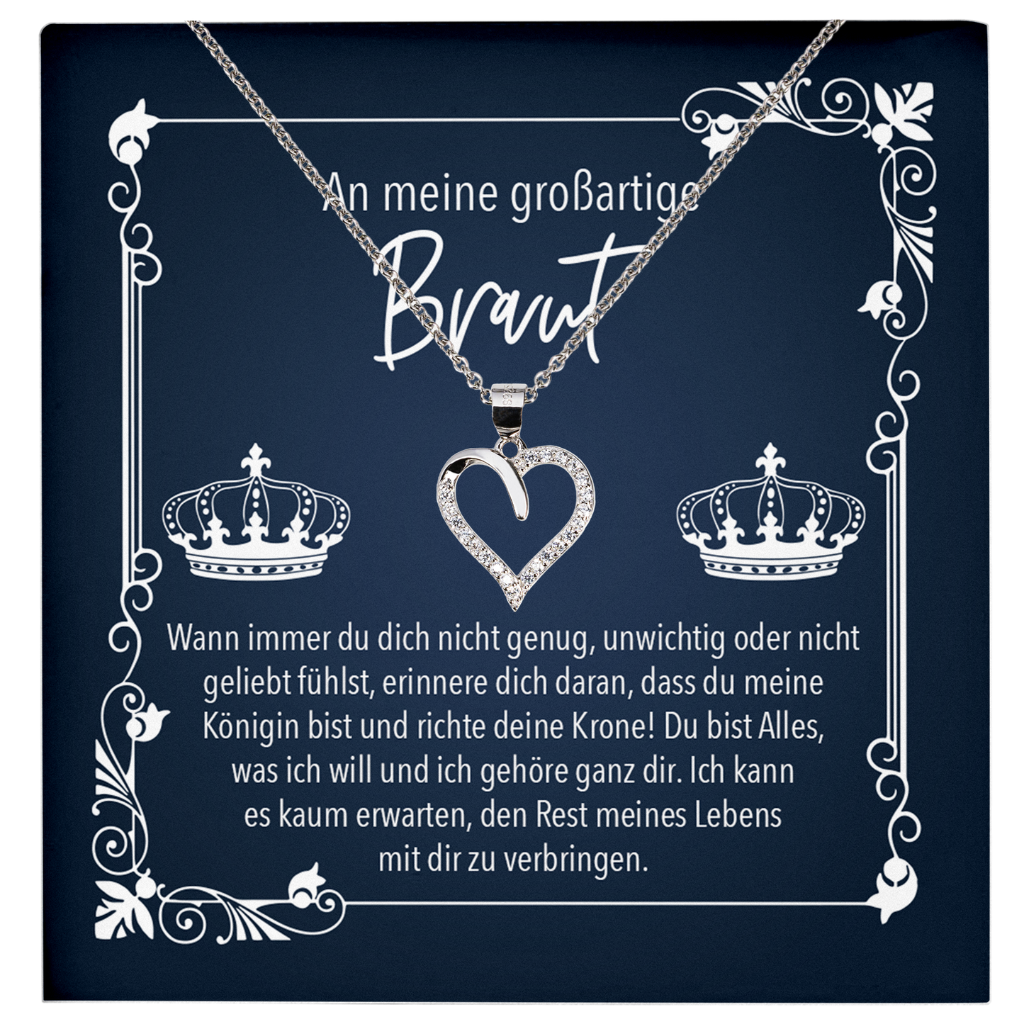 22Feels® Bride To Be - Frauen Geschenk zur Verlobung - Echt Silber 925/000 Schmuckset: Herz Halskette mit Botschaftskarte-Schmuck mit Botschaftskarte - Herz21-22Feels