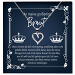 22Feels® Bride To Be - Frauen Geschenk zur Verlobung - Echt Silber 925/000 Schmuckset: Herz Halskette mit Botschaftskarte-Schmuck mit Botschaftskarte - Herz21-22Feels