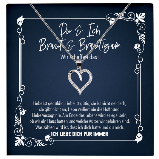 22Feels® Bride To Be - Frauen Geschenk zur Verlobung - Echt Silber 925/000 Schmuckset: Herz Halskette mit Botschaftskarte-Schmuck mit Botschaftskarte - Herz21-22Feels