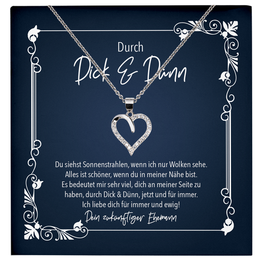 22Feels® Bride To Be - Frauen Geschenk zur Verlobung - Echt Silber 925/000 Schmuckset: Herz Halskette mit Botschaftskarte-Schmuck mit Botschaftskarte - Herz21-22Feels