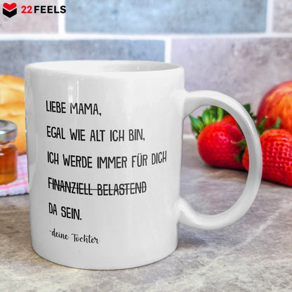 22Feels® Geschenk für Mama von Tochter - Tasse mit Spruch: Egal Wie Alt Ich Bin (Weiss, 320ml)-Weisse Tasse 320ml-22Feels