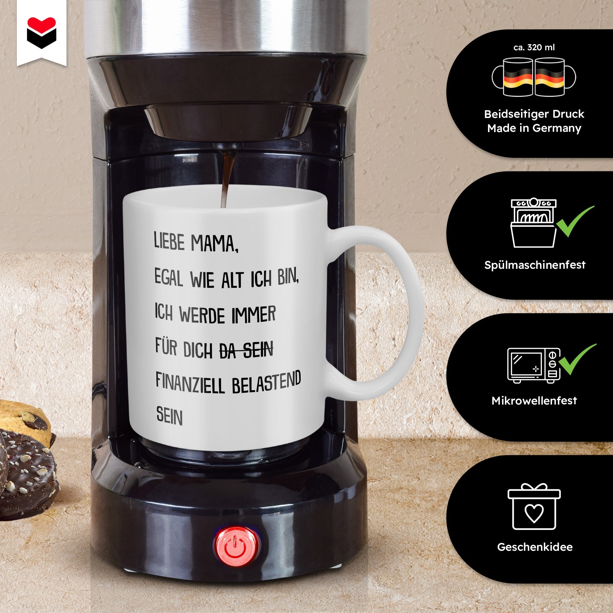 22Feels® Geschenk für Mamas - Tasse mit Spruch: Egal Wie Alt Ich Bin (Weiss, 320ml)-Weisse Tasse 320ml-22Feels