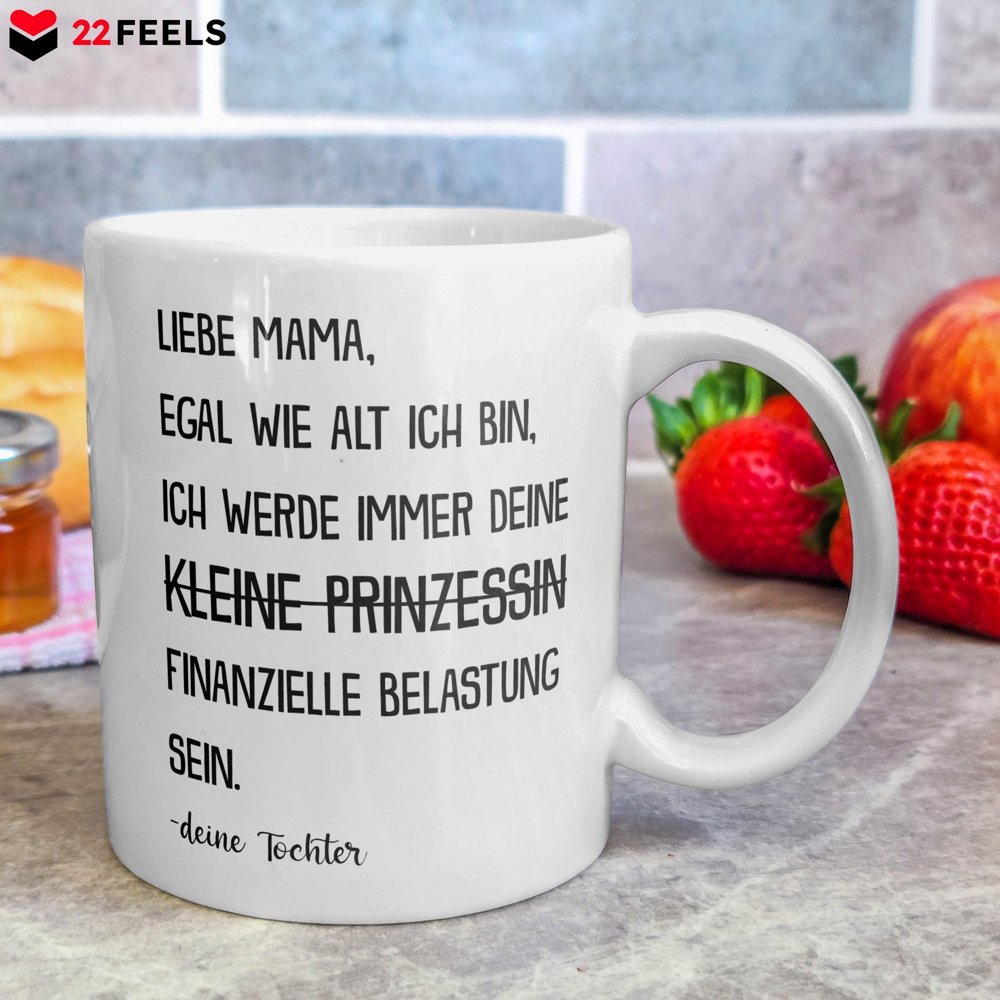 22Feels® Geschenk für Mama von Tochter - Tasse mit Spruch: Kleine Prinzessin (Weiss, 320ml)-Weisse Tasse 320ml-22Feels