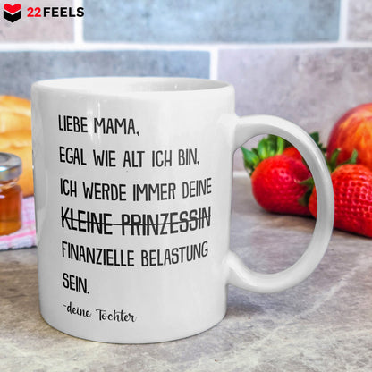 22Feels® Geschenk für Mama von Tochter - Tasse mit Spruch: Kleine Prinzessin (Weiss, 320ml)-Weisse Tasse 320ml-22Feels