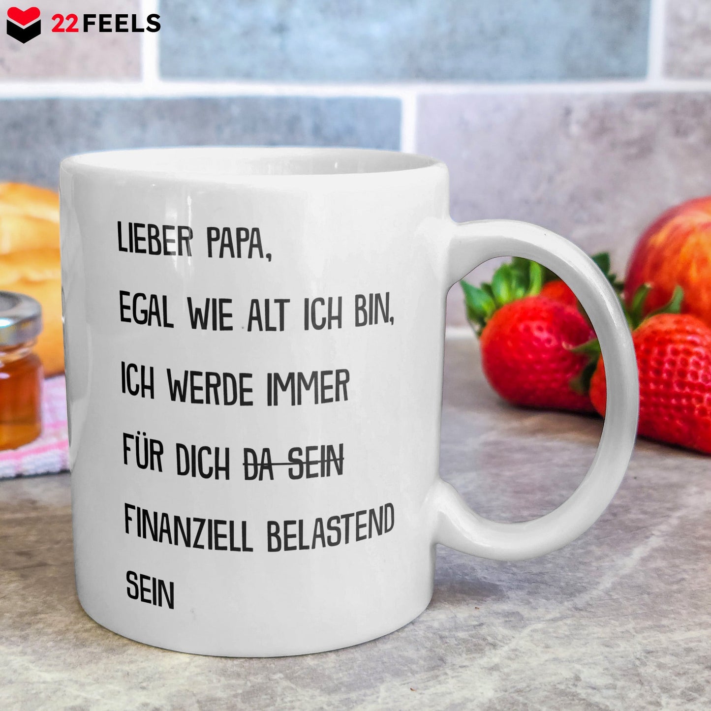 22Feels® Geschenk für Papas - Tasse mit Spruch: Egal Wie Alt Ich Bin (Weiss, 320ml)-Weisse Tasse 320ml-22Feels