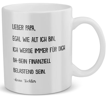 22Feels® Geschenk für Papa von Tochter - Spruch: Egal Wie Alt Ich Bin (Weiss, 320ml)-Weisse Tasse 320ml-22Feels