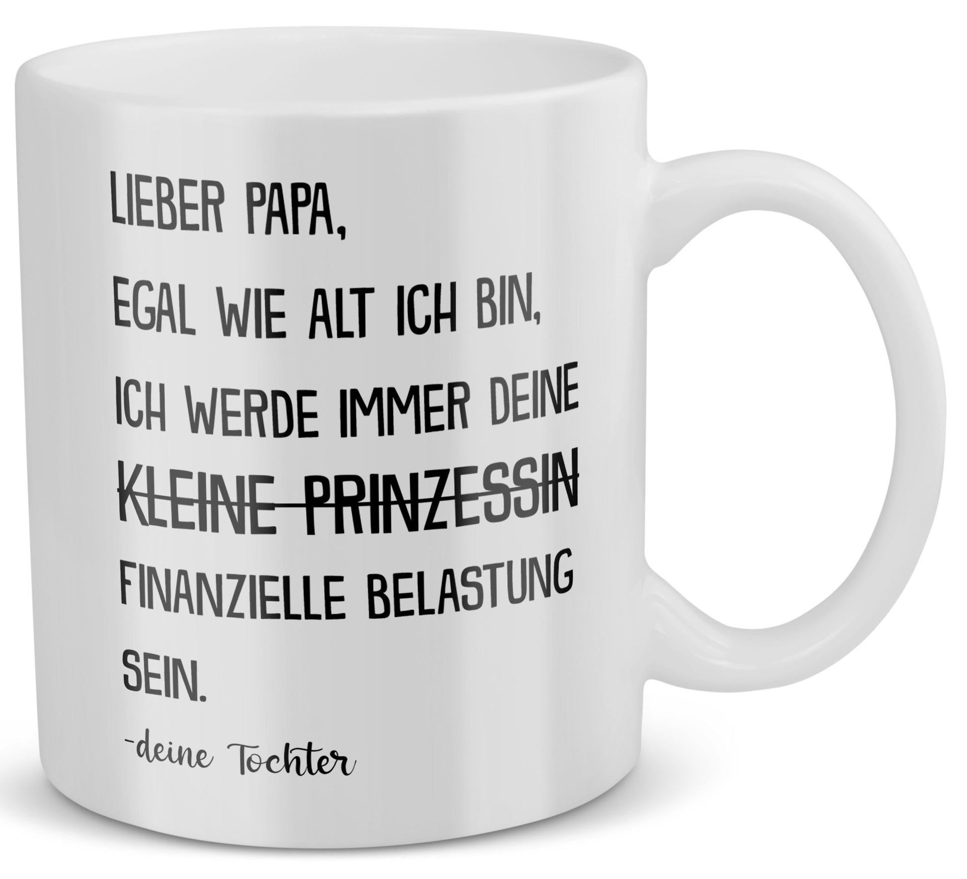 22Feels® Geschenk für Papa von Tochter - Spruch: Egal Wie Alt Ich Bin (Weiss, 320ml)-Weisse Tasse 320ml-22Feels