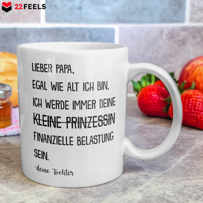 22Feels® Geschenk für Papa von Tochter - Spruch: Egal Wie Alt Ich Bin (Weiss, 320ml)-Weisse Tasse 320ml-22Feels