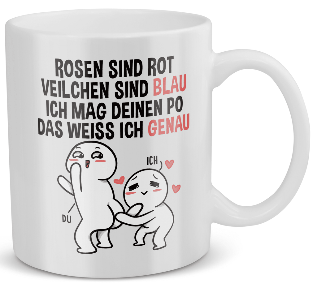 22Feels® Geschenk für Paare - Tasse mit Spruch: Rosen Sind Rot (Weiss, 320ml)-Weisse Tasse 320ml-22Feels