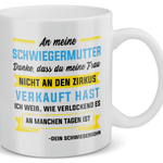 22Feels® Geschenk für Schwiegermutter von Schwiegersohn - Tasse mit Spruch: Zirkus (Weiss, 320ml)-Weisse Tasse 320ml-22Feels