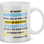 22Feels® Geschenk für Schwiegervater von Schwiegersohn - Tasse mit Spruch: Zirkus (Weiss, 320ml)-Weisse Tasse 320ml-22Feels