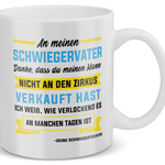 22Feels® Geschenk für Schwiegervater von Schwiegertochter - Tasse mit Spruch: Zirkus (Weiss, 320ml)-Weisse Tasse 320ml-22Feels