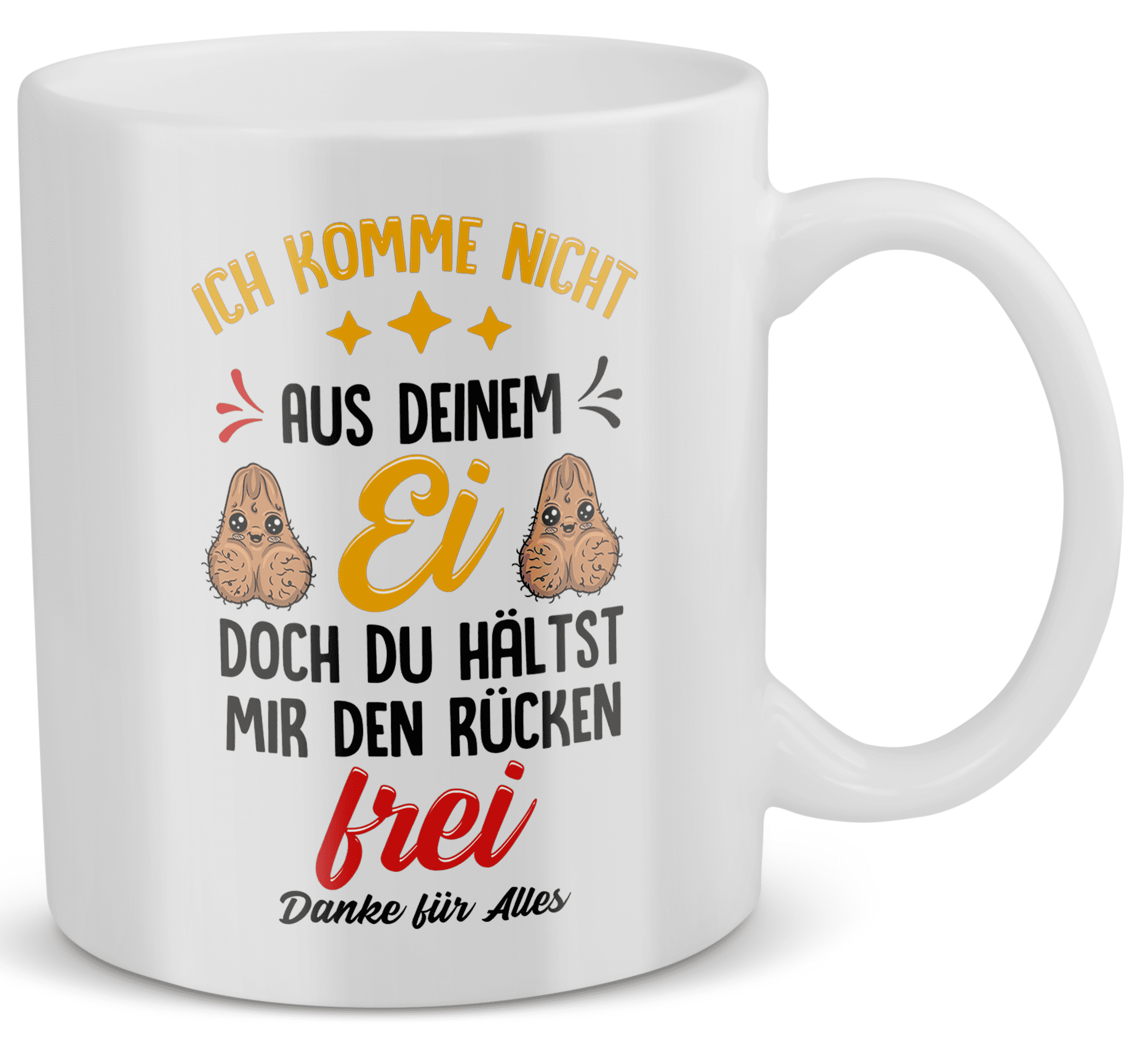 22Feels® Geschenk für Stiefpapas - Tasse mit Spruch: Du Hältst Mir Den Rücken Frei (Weiss, 320ml)-Weisse Tasse 320ml-22Feels