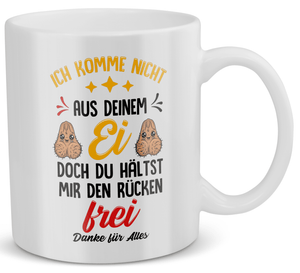 22Feels® Geschenk für Stiefpapas - Tasse mit Spruch: Du Hältst Mir Den Rücken Frei (Weiss, 320ml)-Weisse Tasse 320ml-22Feels