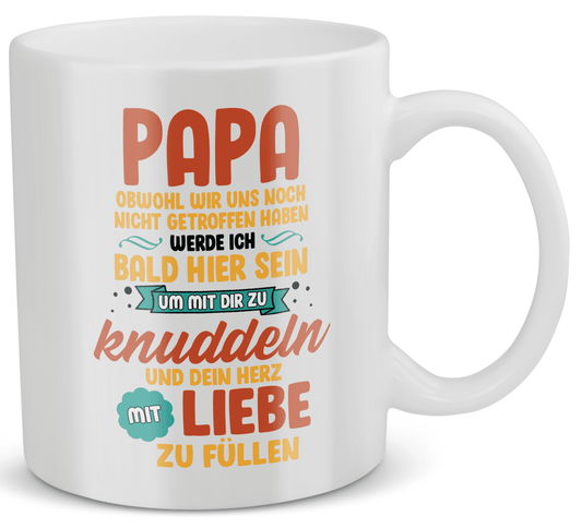 22Feels® Geschenk für Werdende Väter - Du Wirst Papa Tasse mit Spruch: Obwohl Wir Uns Noch Nicht Getroffen Haben (Weiss, 320ml)-Weisse Tasse 320ml-22Feels