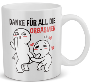 22Feels® Geschenk für Paare - Tasse mit Spruch: Danke Für All Die Orgasmen (Weiss, 320ml)-Weisse Tasse 320ml-22Feels