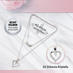 22Feels® Ehefrau Geschenk zum Hochzeitstag, Valentinstag, Geburtstag etc. - Echt Silber 925/000 Schmuckset: Herz Halskette mit Botschaftskarte-Schmuck mit Botschaftskarte - Herz21-22Feels