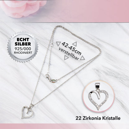 22Feels® Frisch Verlobte Geschenk - Echt Silber 925/000 Schmuckset: Herz Halskette mit Botschaftskarte-Schmuck mit Botschaftskarte - Herz21-22Feels