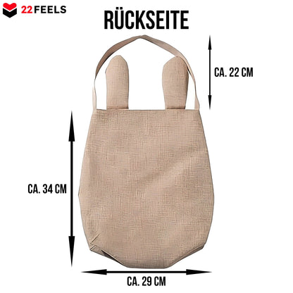 22Feels® Beste Freundin BFF Osterkorb mit Henkel Ostergeschenk Tragetasche Ostern Deko Osternest Körbchen Hasenohren (Beige/Grün)-Ostern Tragetasche-22Feels