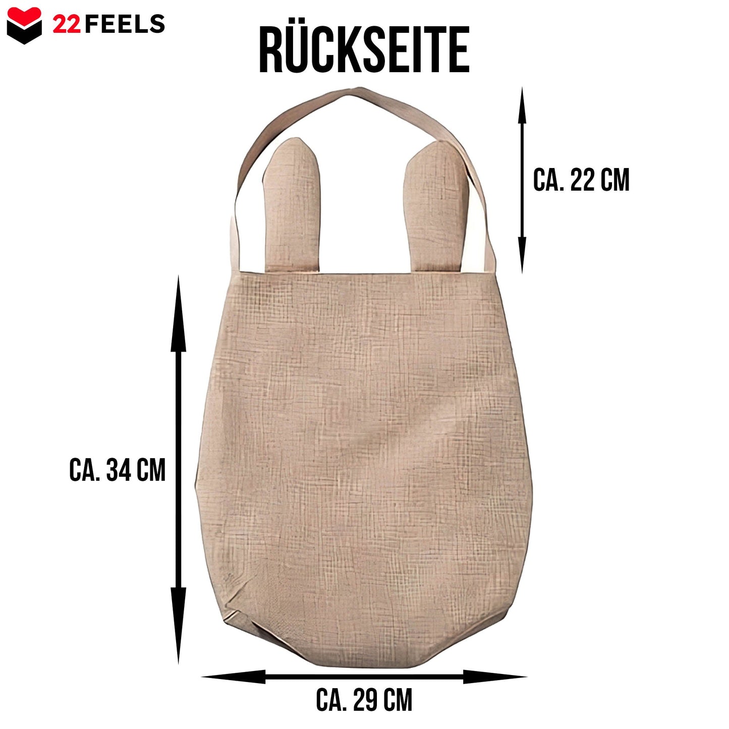 22Feels® Schwester Osterkorb von Bruder mit Henkel Ostergeschenk Tragetasche Ostern Deko Osternest Körbchen Hasenohren (Beige/Grün)-Ostern Tragetasche-22Feels